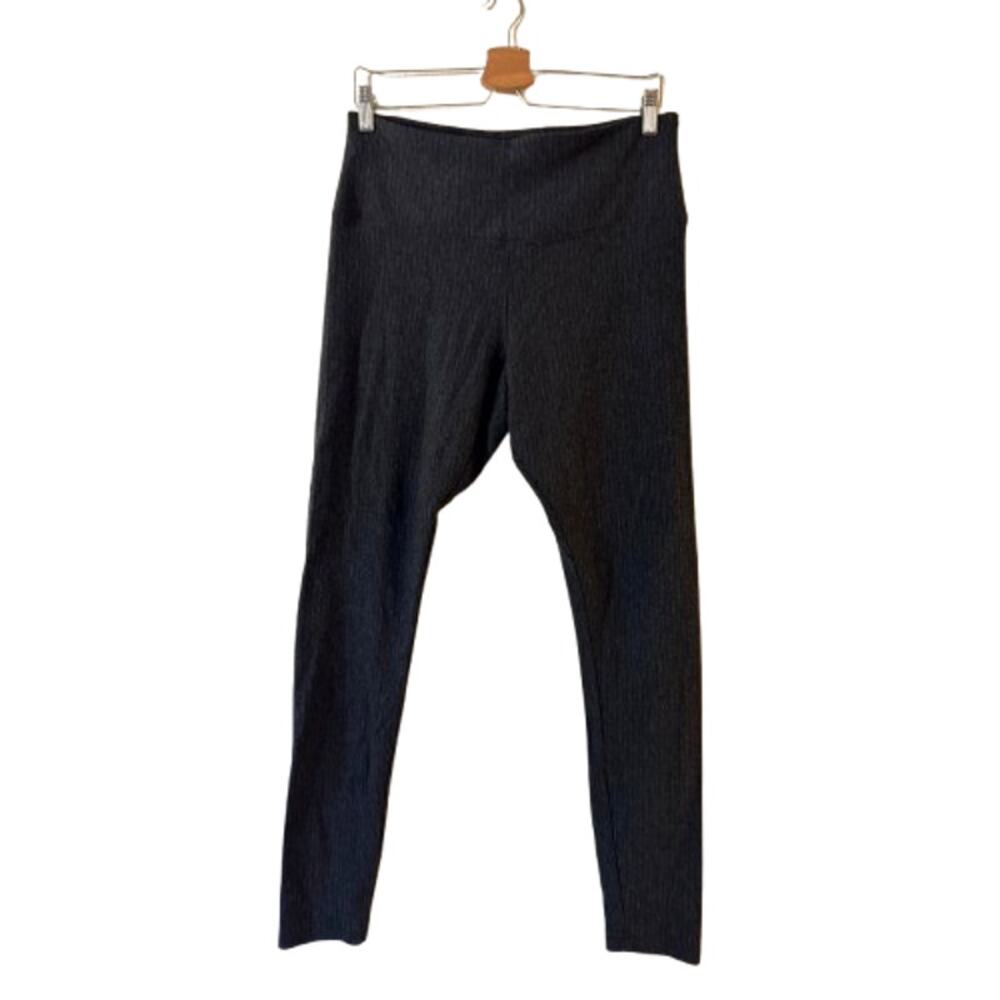 LYSSE Women's Ribbed Legging Pants Size XL Gray Pull On 4-Way Stretch Ankle
